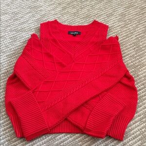 Lea & Viola Vibrant Red V-Neck Sweater